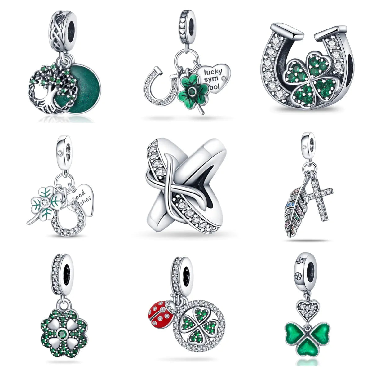Lucky U-Shaped Clover Wish Tree Pendant for DIY