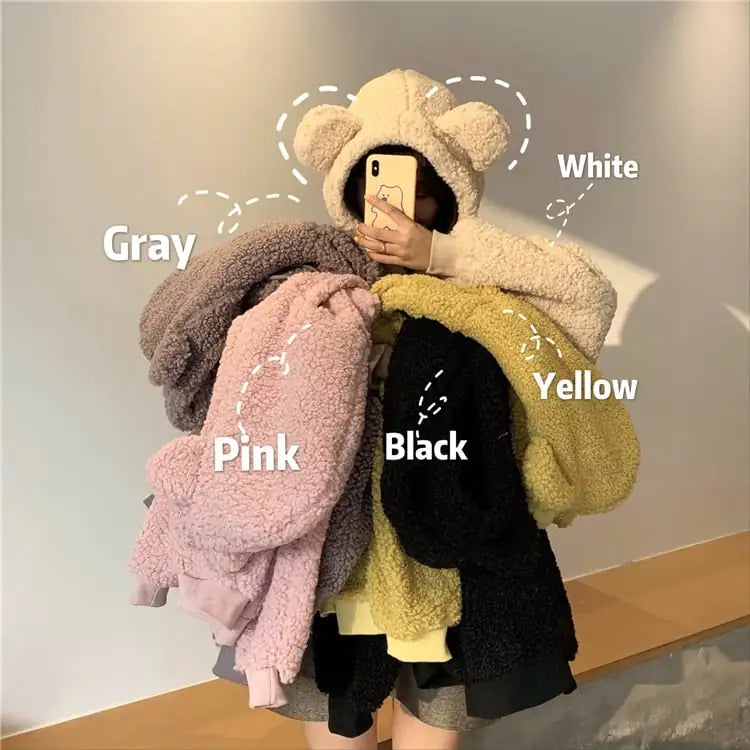 Cute Bear Ear Sweater in Lamb Wool