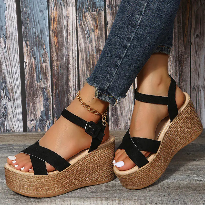 Women's Wedge Espadrille Sandals with Snake Print