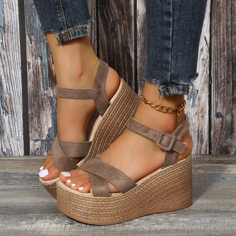 Women's Wedge Espadrille Sandals with Snake Print
