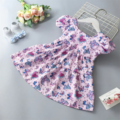 Kids' Floral Princess Dress with Bow
