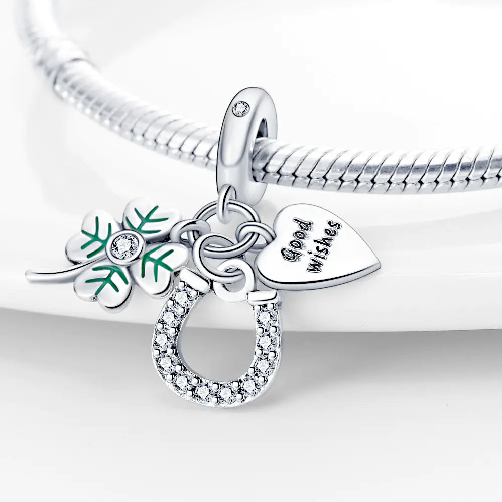 Lucky U-Shaped Clover Wish Tree Pendant for DIY