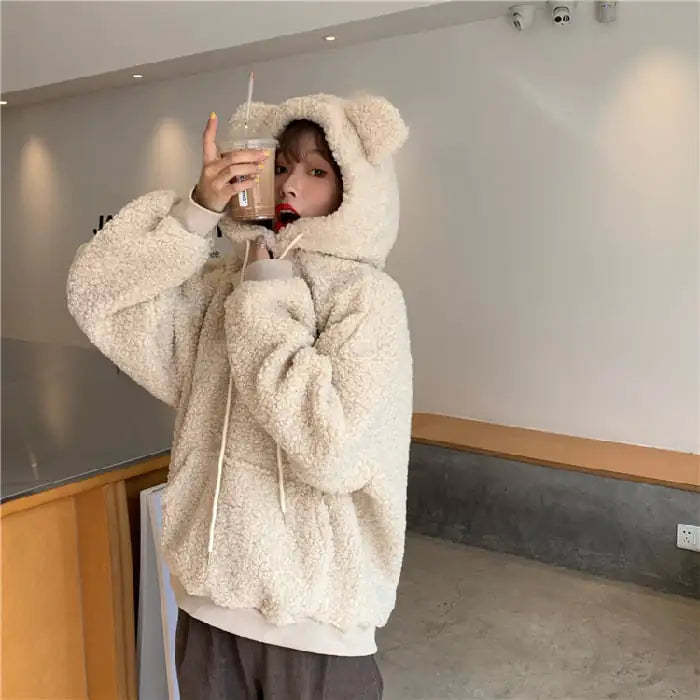 Cute Bear Ear Sweater in Lamb Wool