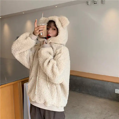 Cute Bear Ear Sweater in Lamb Wool