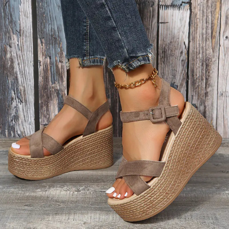 Women's Wedge Espadrille Sandals with Snake Print