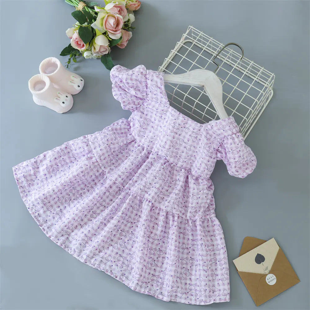 Kids' Floral Princess Dress with Bow