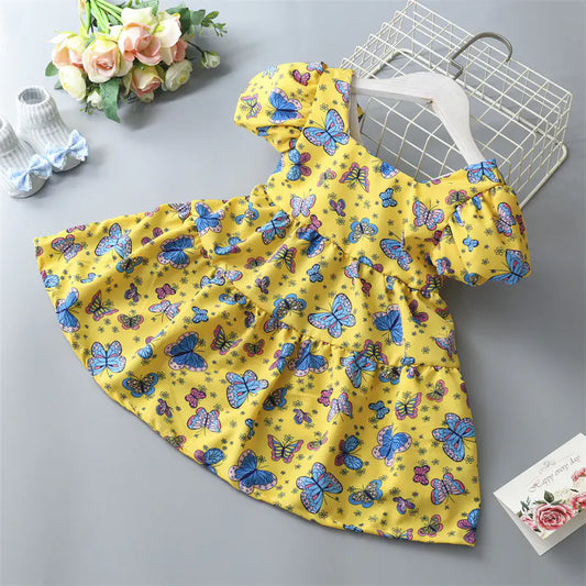 Kids' Floral Princess Dress with Bow