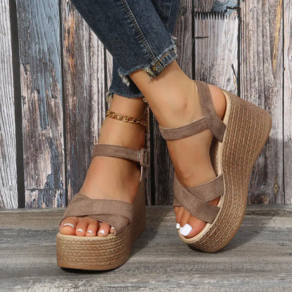 Women's Wedge Espadrille Sandals with Snake Print
